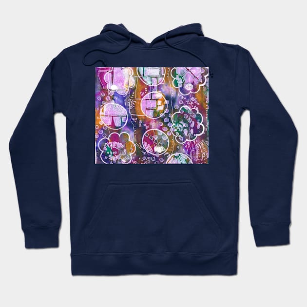 Flower and Circles Print Hoodie by susanchristophe